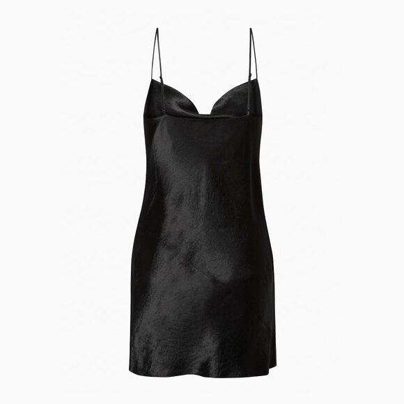 Aritzia Babaton Model Dress, Blue Satin Cowl-Neck Mini, Cami Slip Dress, sz XS - Picture 15 of 16